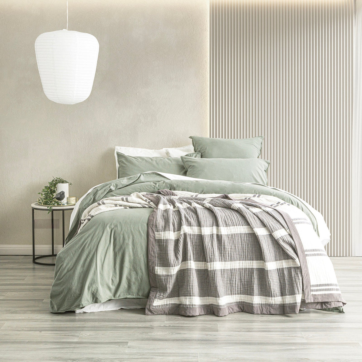 Renee Taylor Brighton Washed Cotton Yarn Dyed Textured Blanket Queen/King Nude