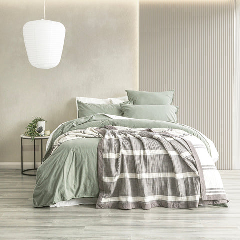 Renee Taylor Brighton Washed Cotton Yarn Dyed Textured Blanket Queen/King Nude
