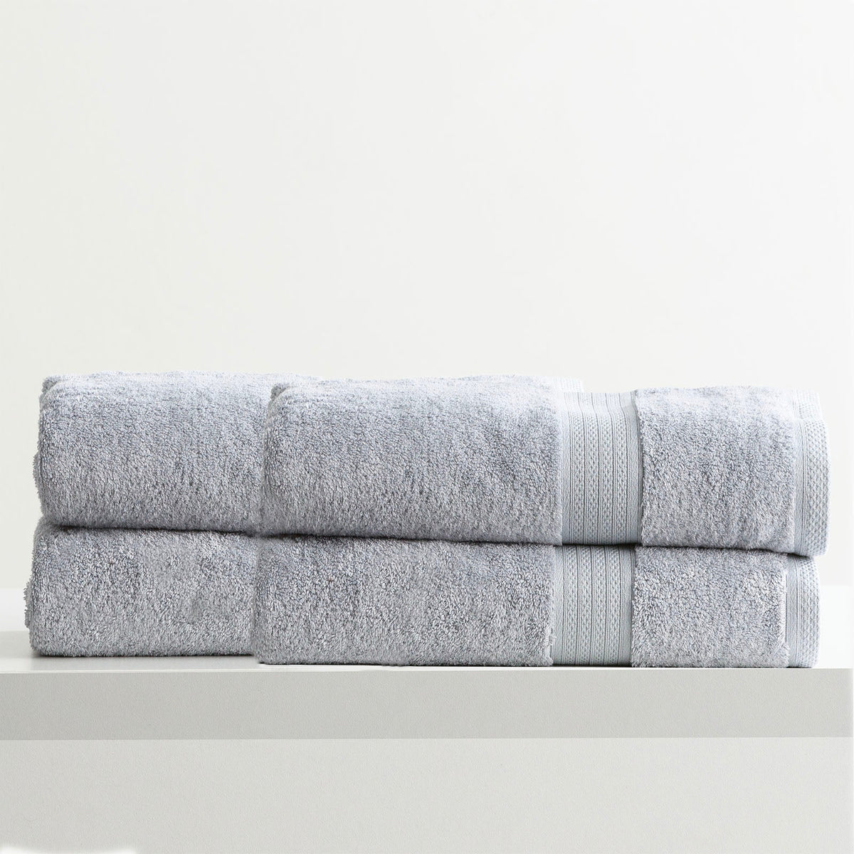 Renee Taylor Stella 650 GSM Super Soft Bamboo Cotton 4 Pack Bath Sheet Silver