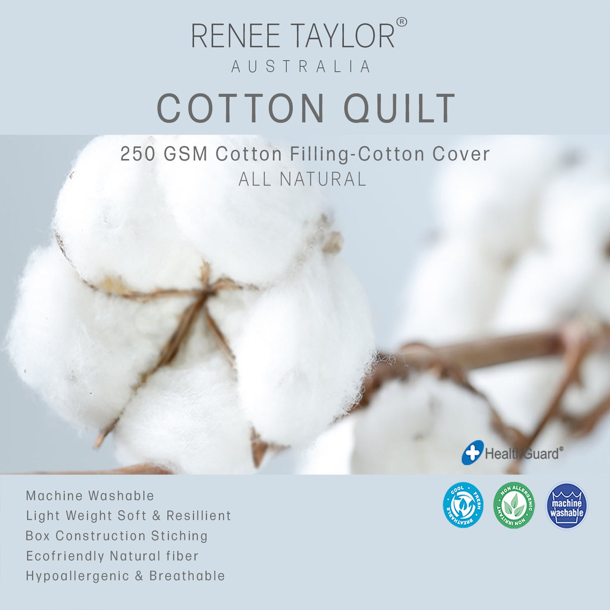 Renee Taylor Premium Light Weight All Cotton Quilt Queen
