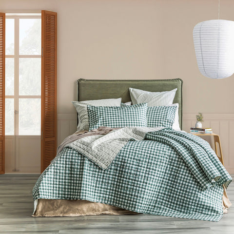 Renee Taylor Alison Yarn Dyed Cotton Reversible Quilted Coverlet Set SKB - 310 x 240+PC Forest