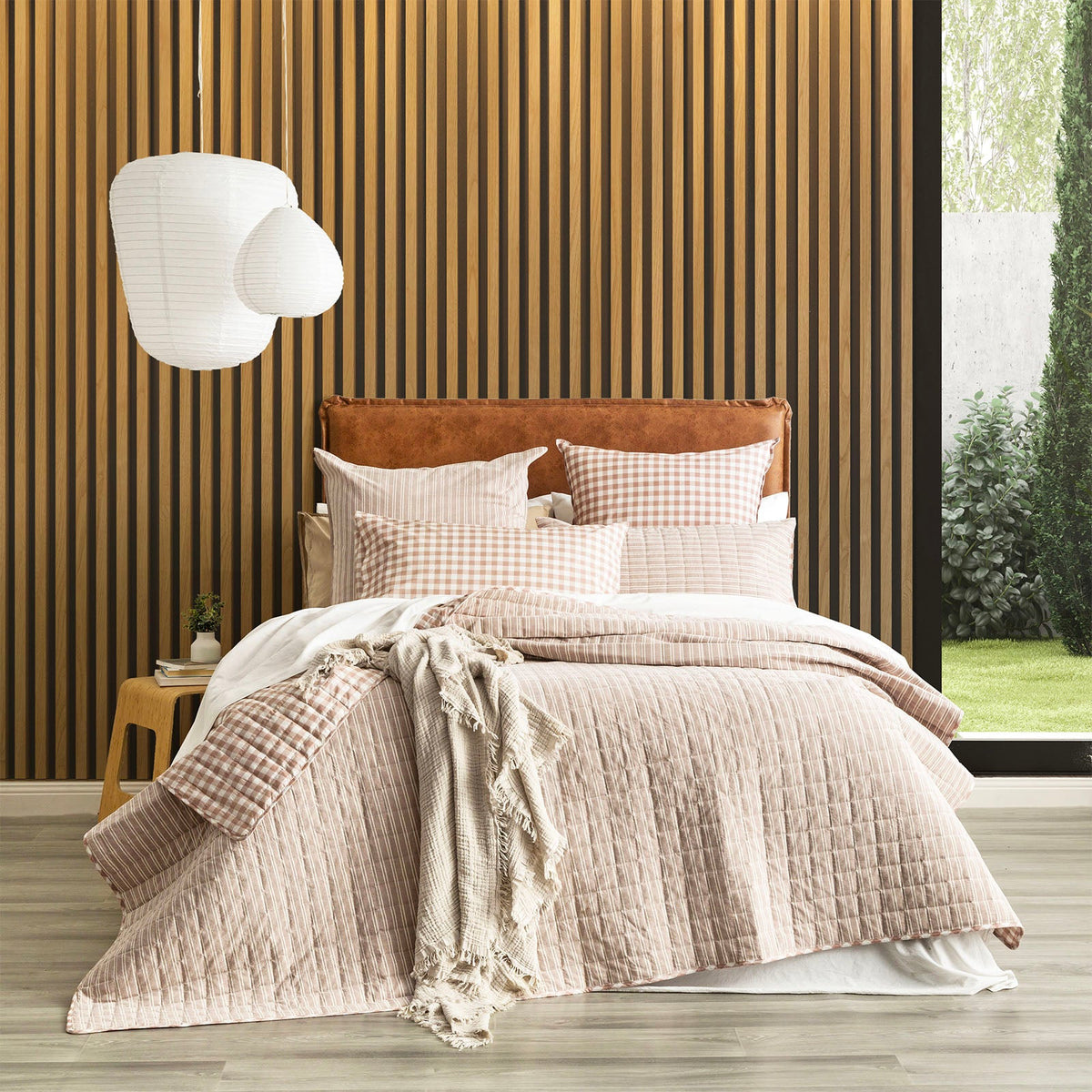 Renee Taylor Alison Yarn Dyed Cotton Reversible Quilted Coverlet Set SKB - 310 x 240+PC Clay