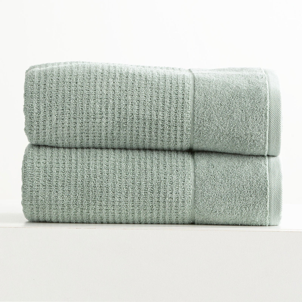 Renee Taylor Cambridge 650 GSM Textured 2 Pack Bath Sheet Eucalyptus