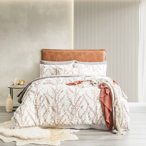 Park Avenue 175 GSM Egyptian Cotton Flannelette Quilt Cover Set Queen Winter Berry